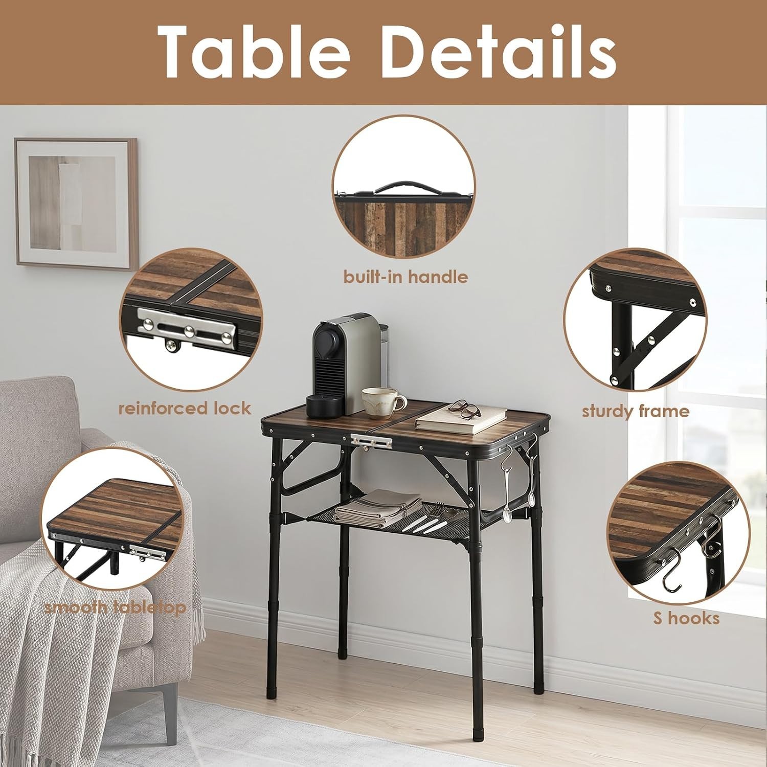 Versatile Portable TV Dinner Table with Detachable Storage – Indoor & Outdoor
