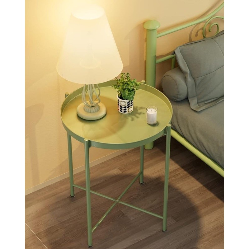 Versatile Round End Table W/ Removable Tray Durable Side Table Any Room New