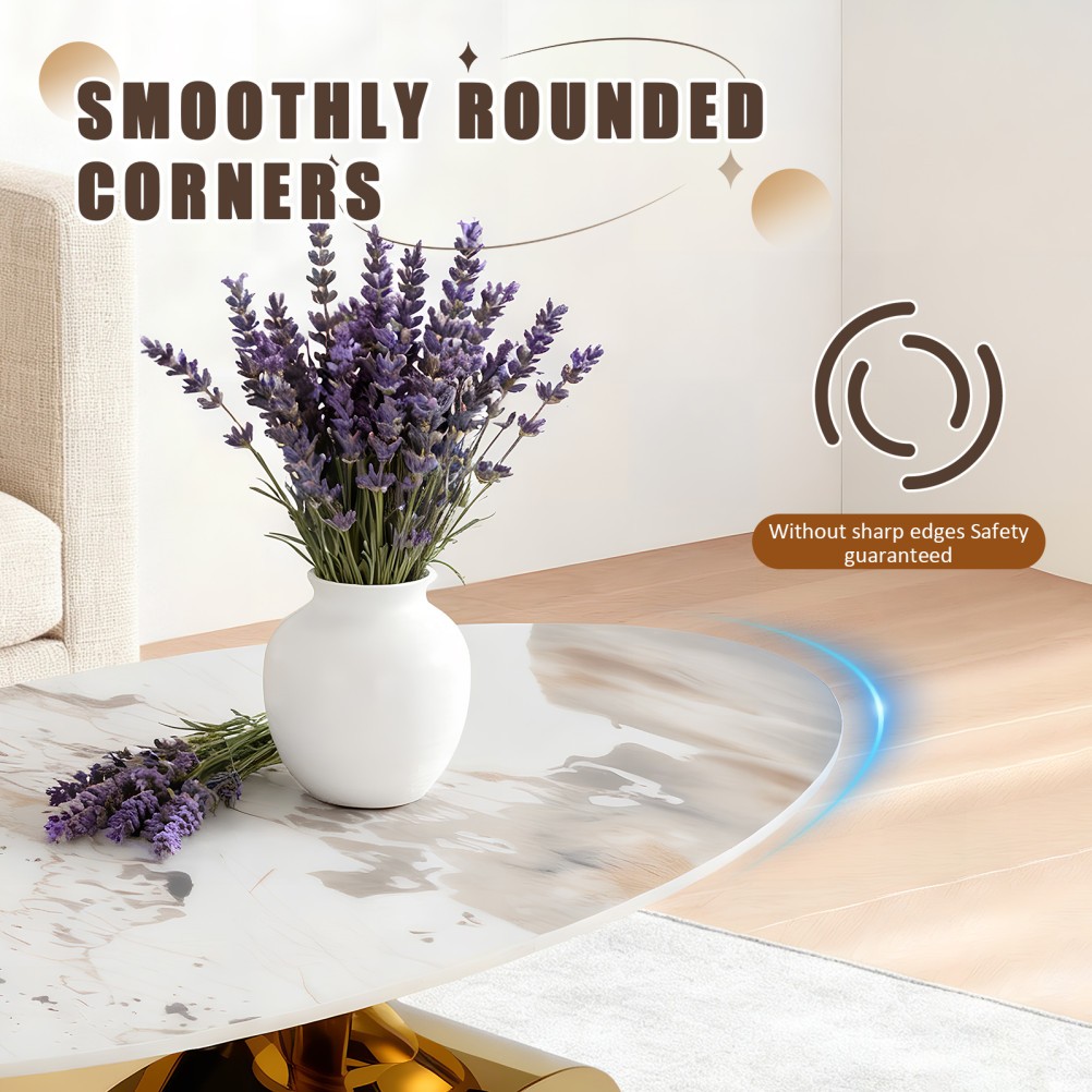 High Glossy Marble Coffee Table with Creative Rack for Living Room Center Table