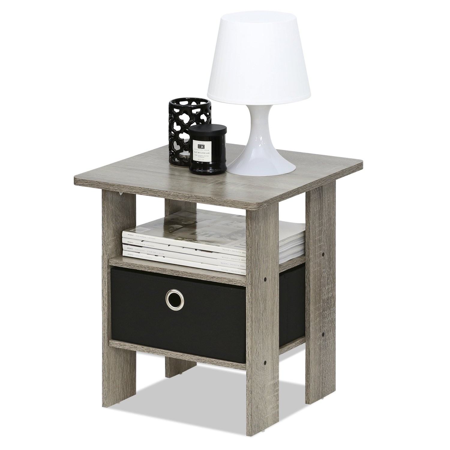 Furinno ANDREY Side Table, End Table, Night Stand with Open Shelves and Stora…