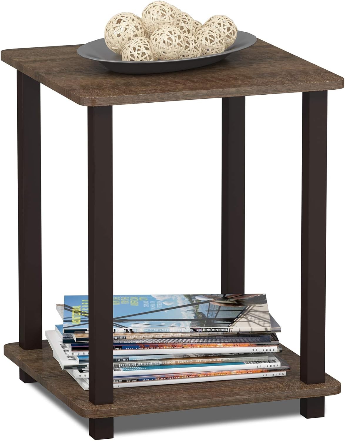 Living Room Furniture Simplistic Set of 2 End Table Walnut/Brown