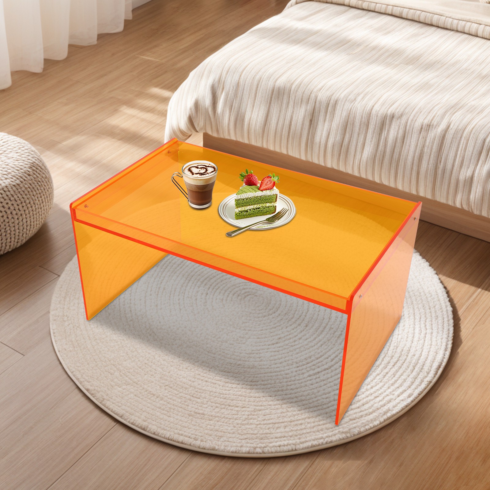 50kg Load Orange Indoor Laptop Desk 80*50*40cm Coffee Table Modern Acrylic Table