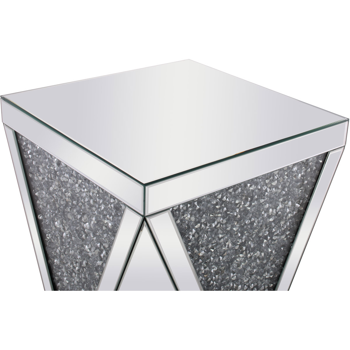 Mirrored Embedded Crystal End Table Living Dining Room Bedroom Office Art Deco