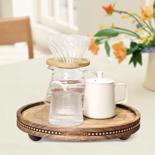 Decor Decorative Round Tray 11.81in for Home Decor for Coffee Table Rustic