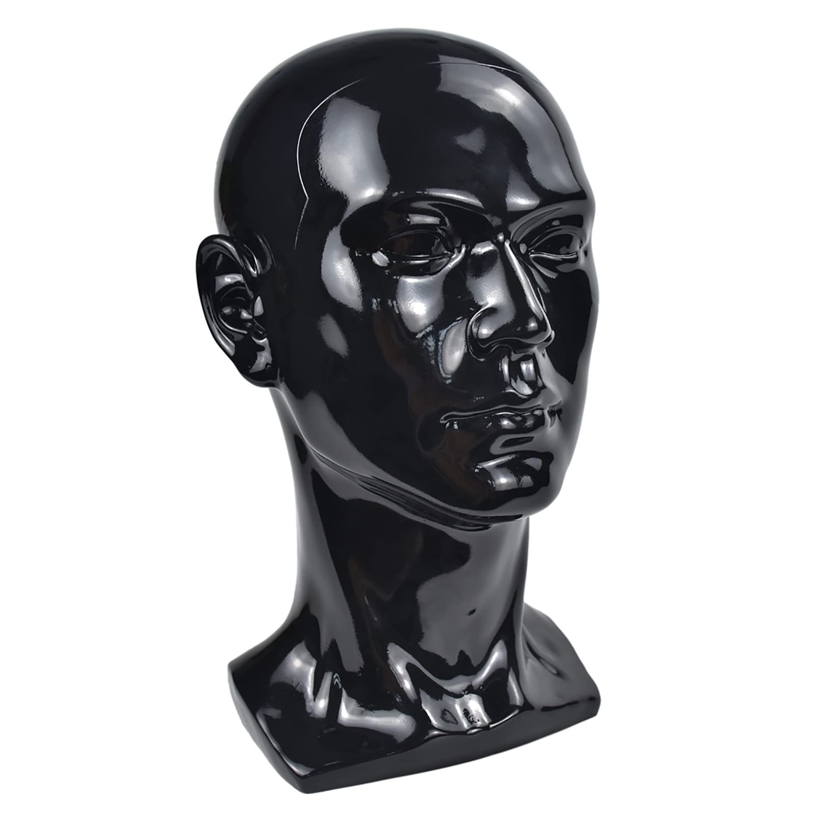 MIAOMANZI PVC Mannequin Head Black Male Manikin 1 Count (Pack of 1), black