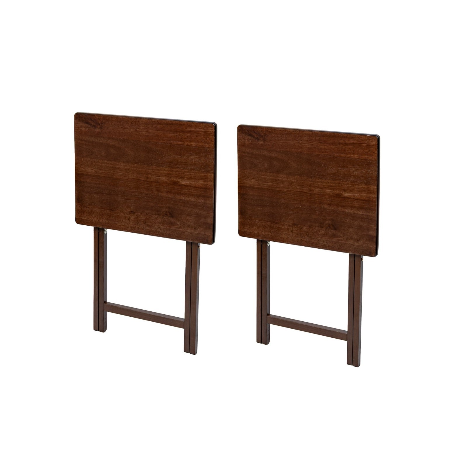 (2 Packs) Folding TV Tray Table Set in Walnut 19 X 15 X 26 Inch
