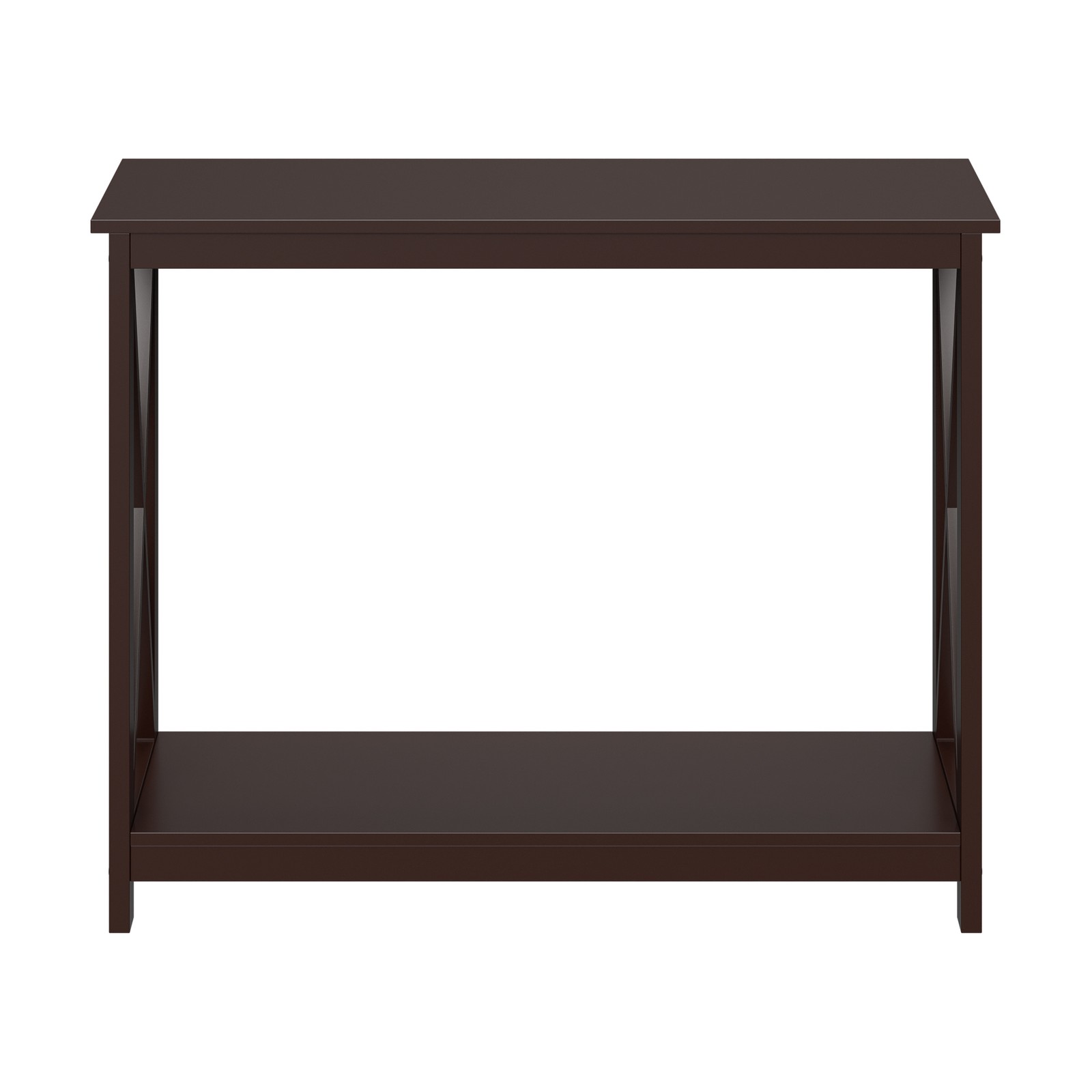 2-Tier Console Table Sofa Side Table Storage Shelf for Entryway Hallway Brown