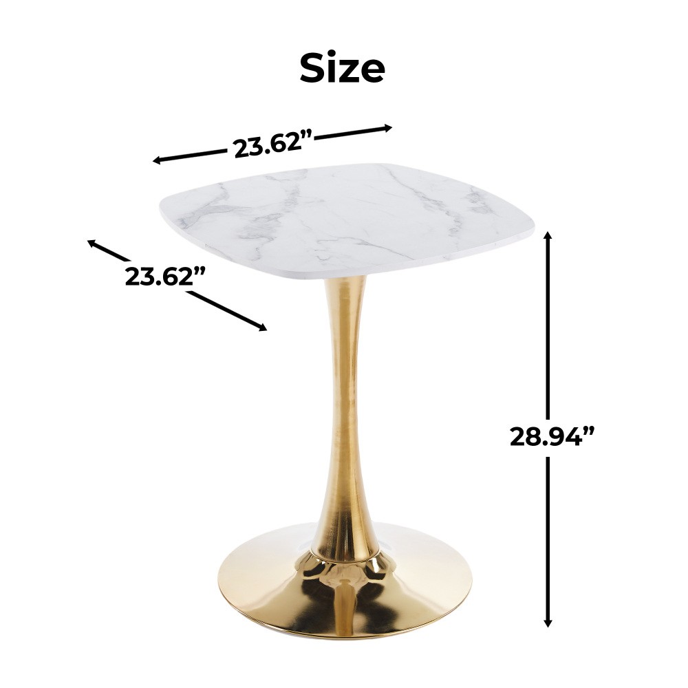 Square Tulip Dining Table for 2-3 Persons, 24 Inch Small Kitchen Table with Stur