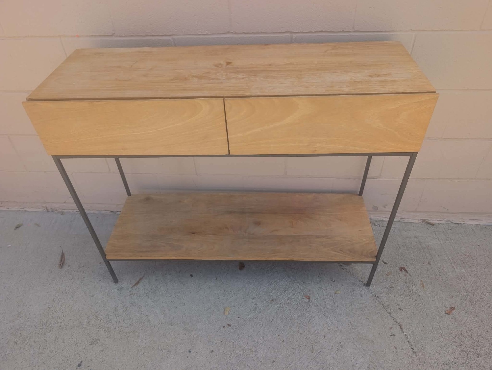 West Elm Raw Mango Wood & Iron Industrial storage console 42”