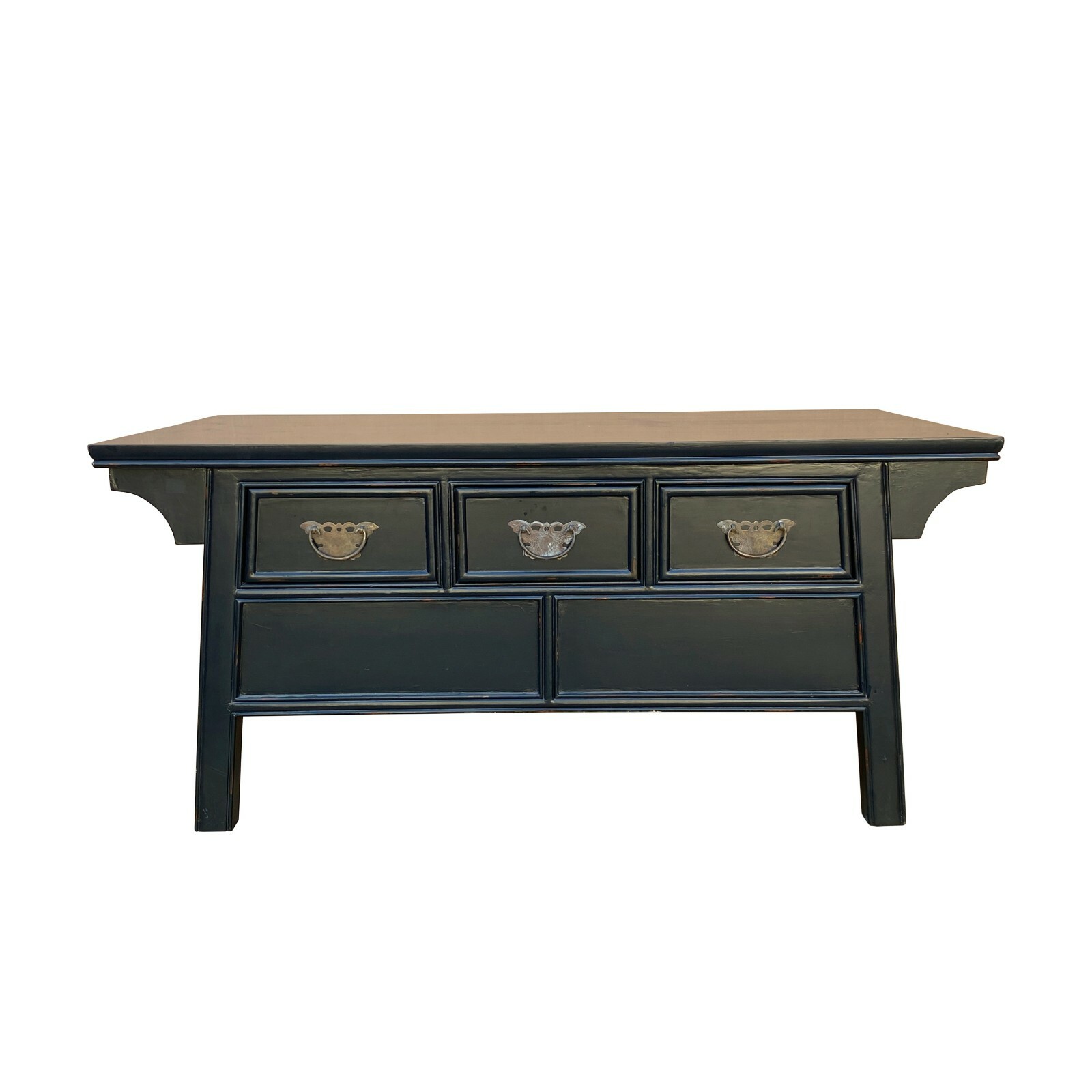 Oriental Rectangular Black Lacquer 3 Drawers Coffee Table cs6989