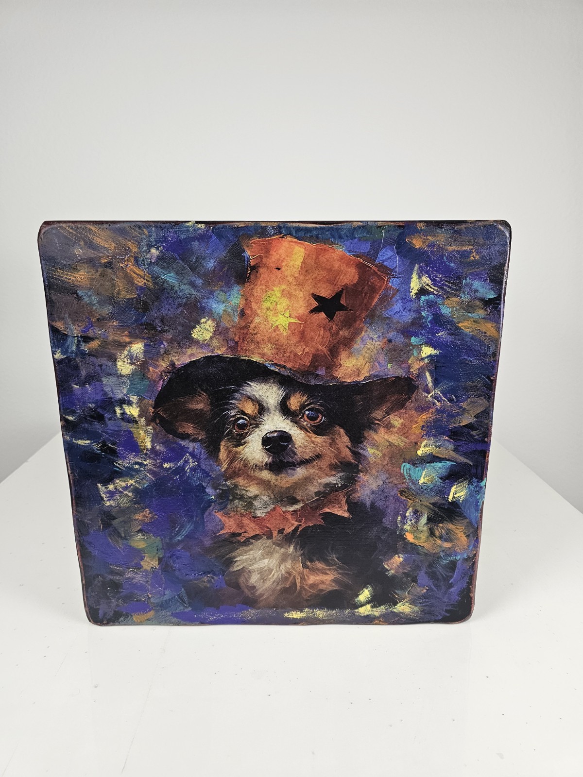 Original Mixed Media Halloween Chihuahua Table Hand Painted Accent Furniture