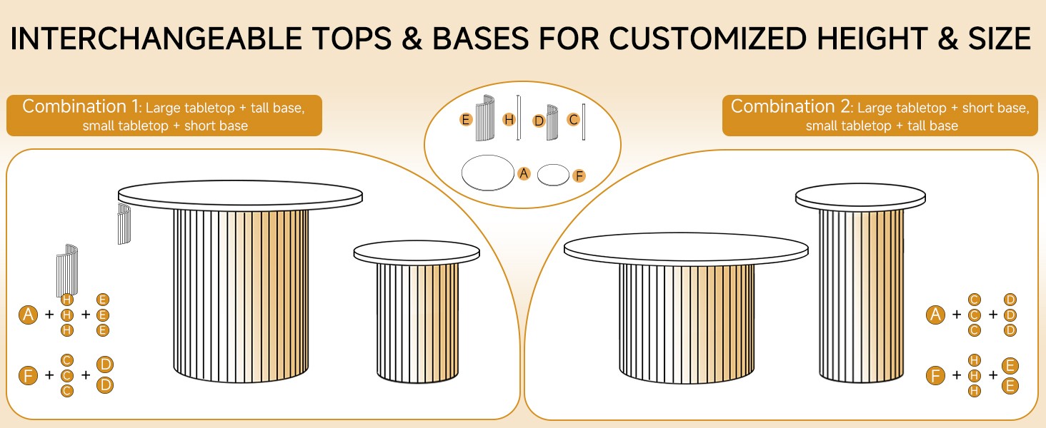 Round Nesting Coffee Tables for Living Room, Set of 2, Natural | φ27.6 + φ15.8