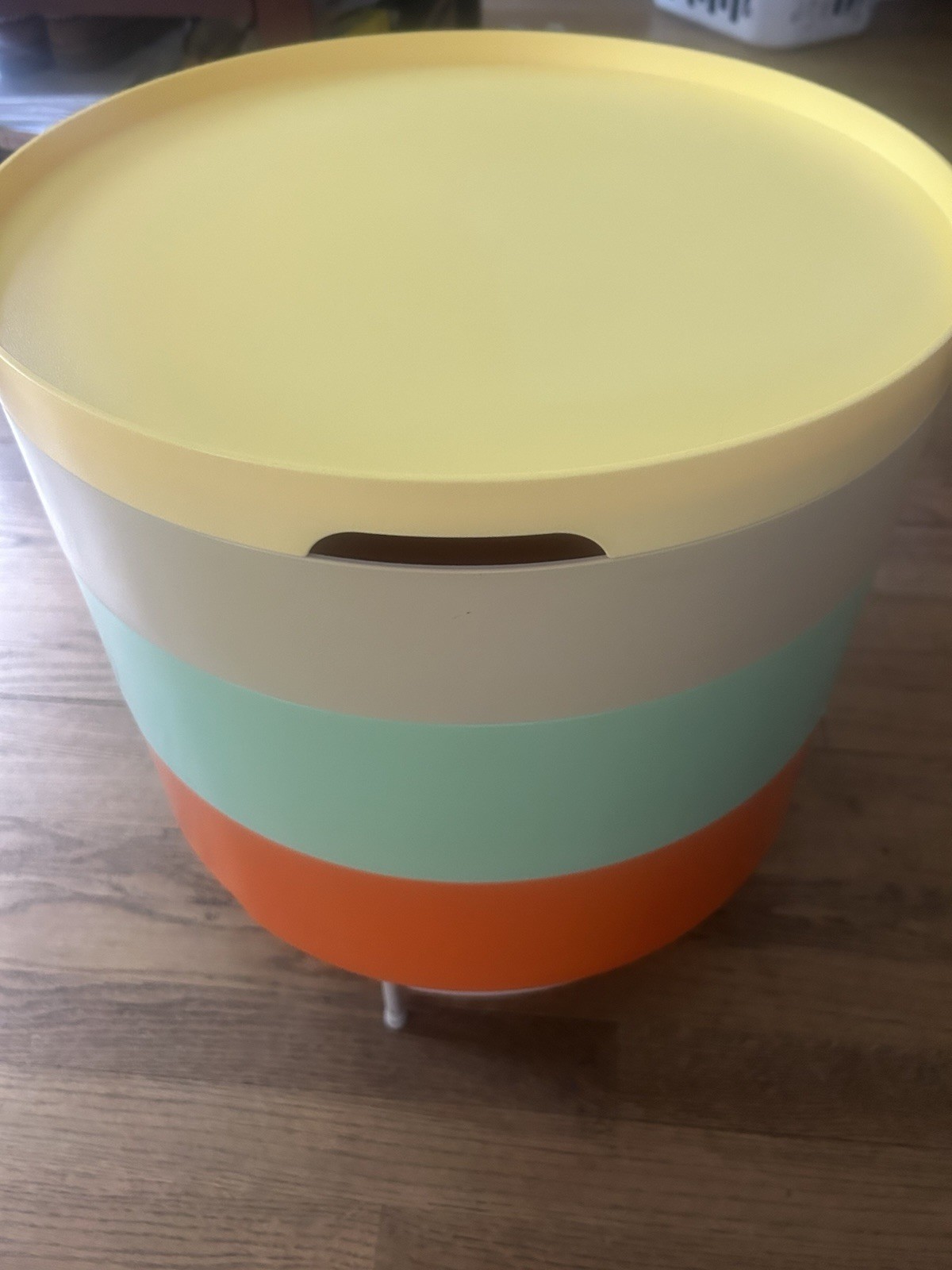 Vintage Ikea PS 2014 Retro Round Colorful Plastic Compartment Storage Side Table