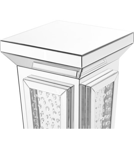 Mirrored Pedestal Table Embedded Crystals Art Deco Style Living Dining Room 35″
