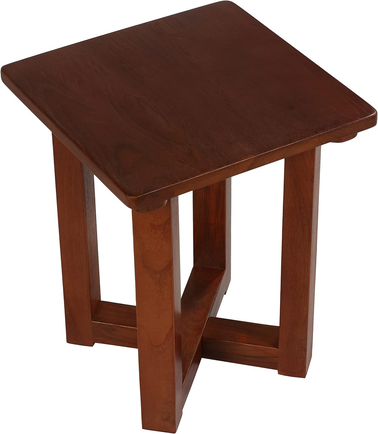 Solid Teak Wood Small End Table – Stylish Brown Accent for Any Room