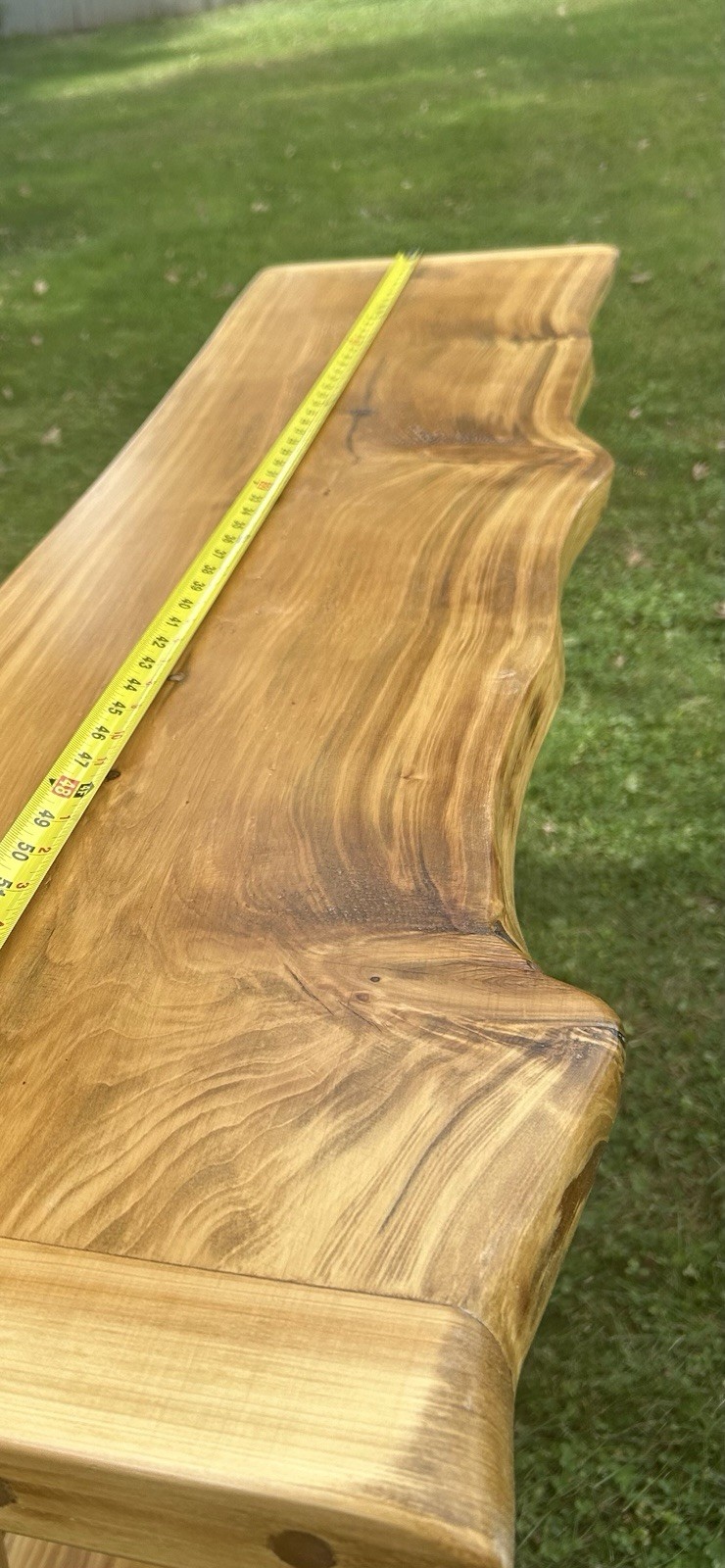 60x12x29 Thick Live Edge Sofa Entry Table Light Finish Northern White Cedar STA