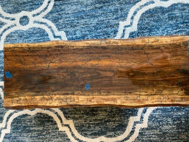 Live Edge Bocote coffee table slab. Length-40.25 in, W-15to16 in, and Thick-1.25