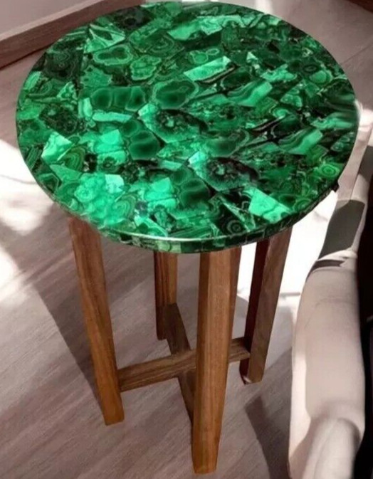 Malachite Coffee Tabletop Semi Precious Gemstone Pietra Dura Art