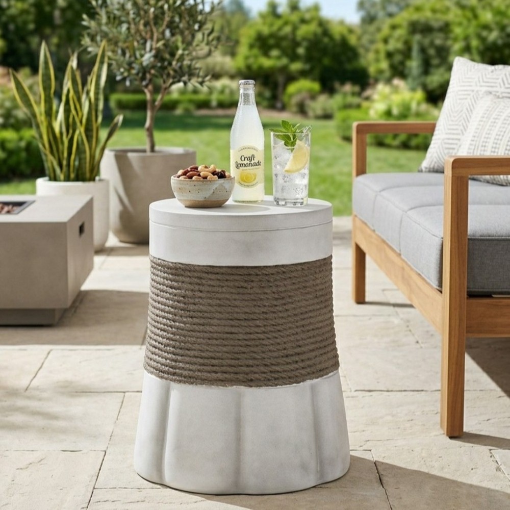 Marble Retro Speckled MGO Side Table All-Weather Indoor Outdoor End Table