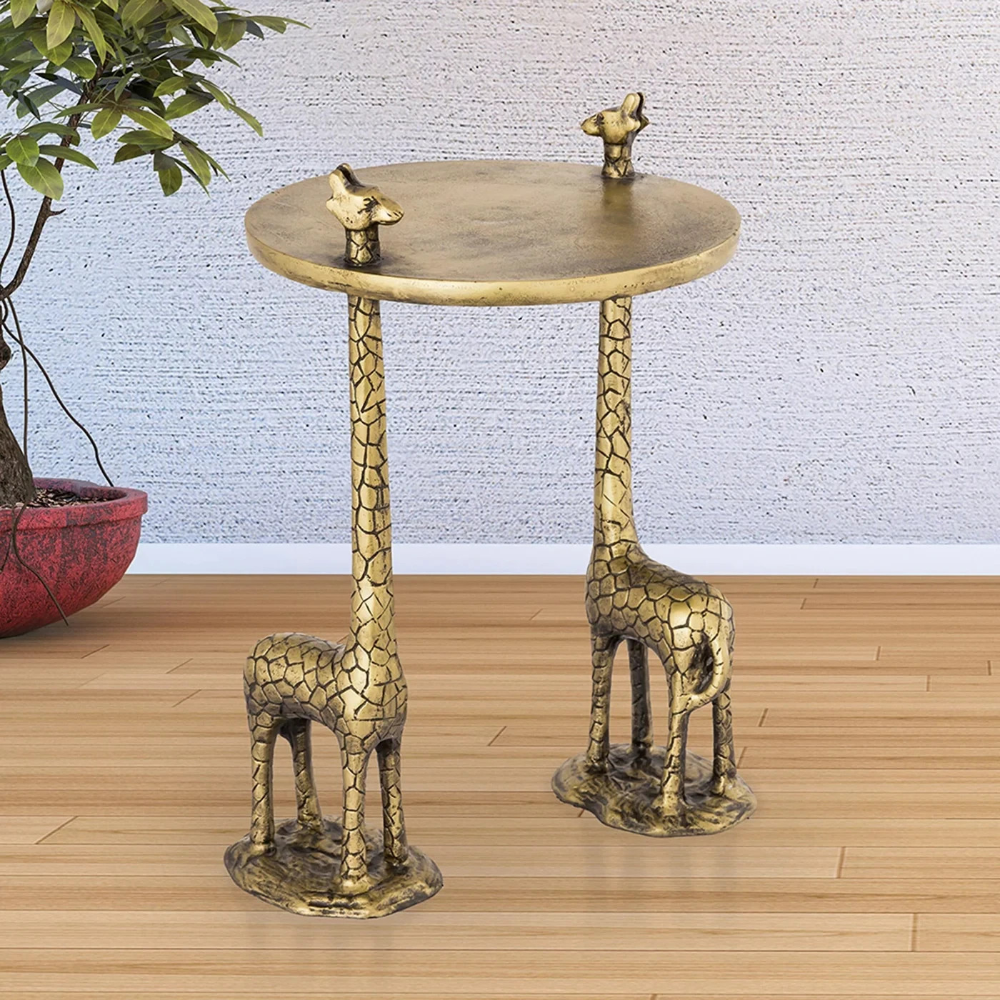 Giraffe Pair End Table Aluminum Safari Animal Accent Table Home Decor Furniture