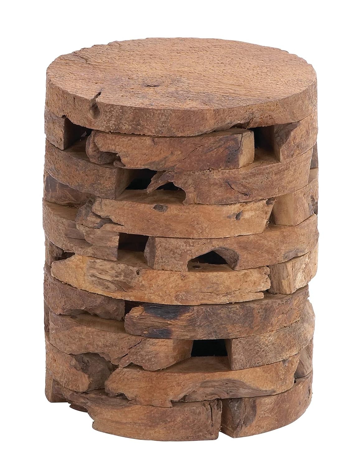 Brown Teak Wood Handmade Live Edge End Table Accent Side Table 14″ x 14″ x 18
