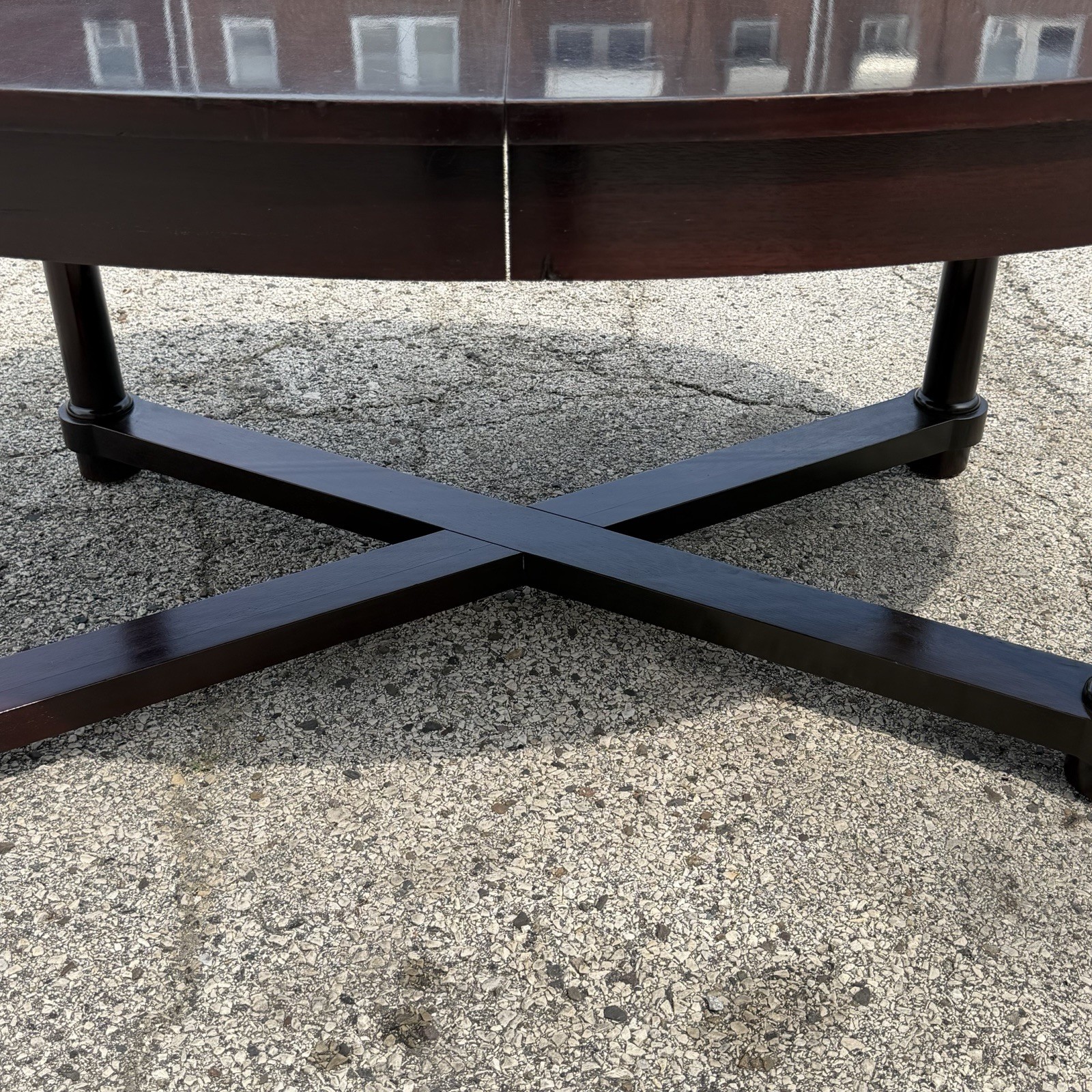 Baker Barbara Barry Art Deco Style Oval 2 Leaf Extension Mahogany Dining Table