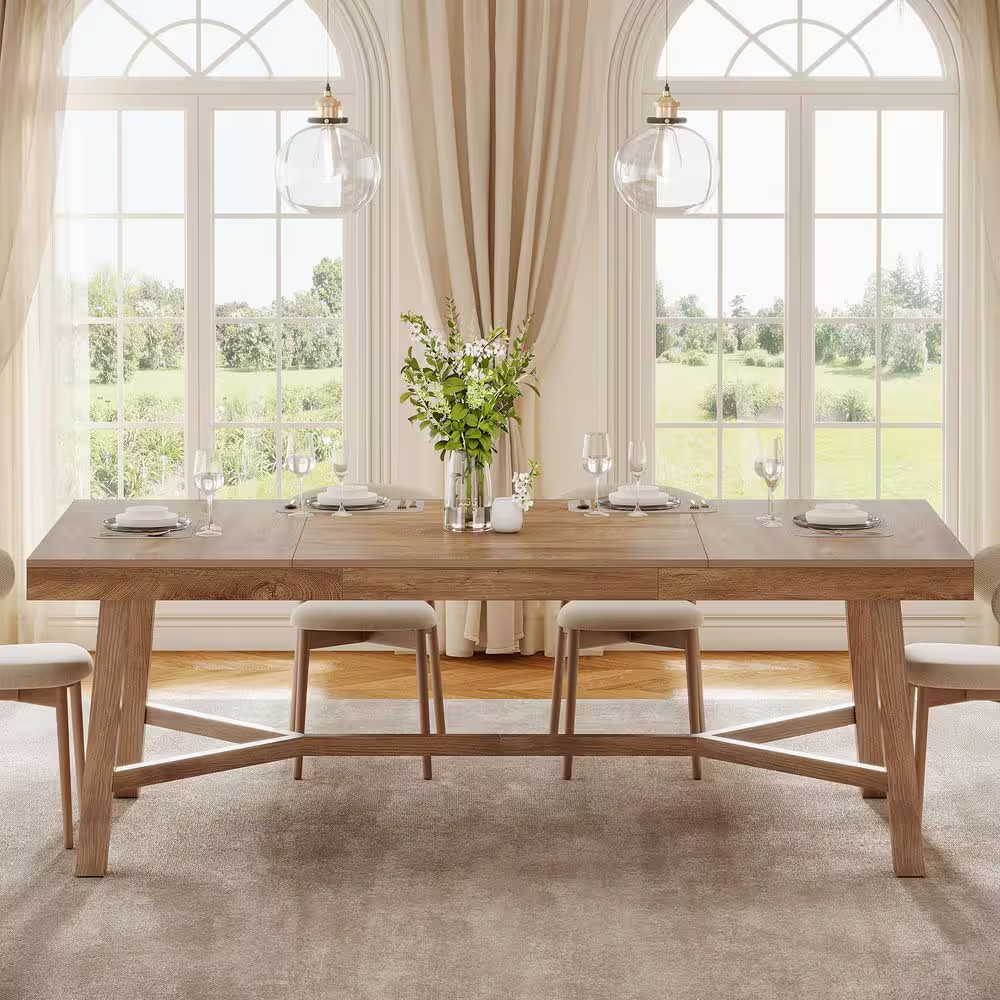 70.9 In. Natural Rectangle Wood Dining Table for 6-8, Large Farmhouse Table with