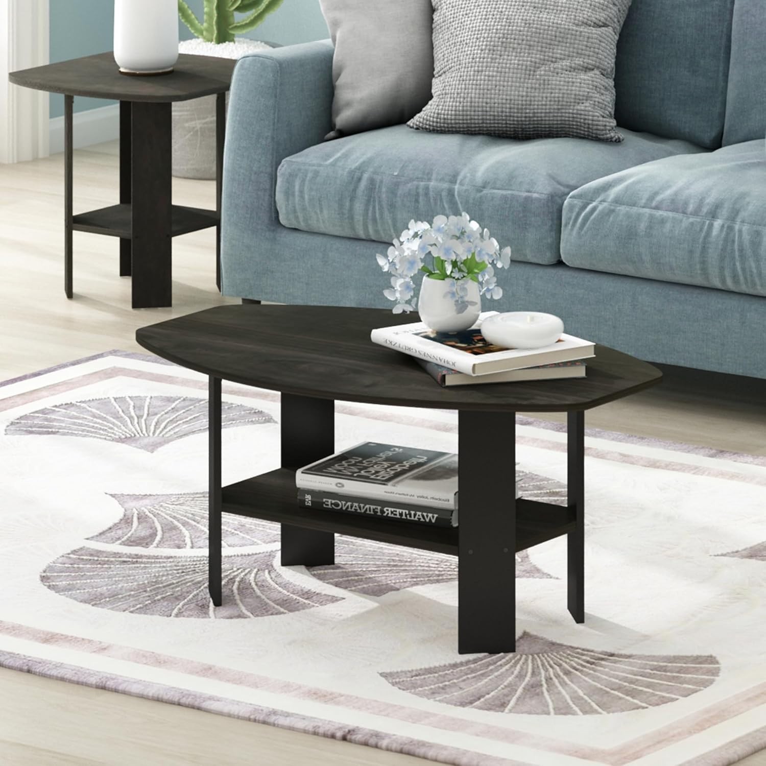 Versatile Espresso Coffee Table with Rounded Edges – Fits Perfectly in Any Room