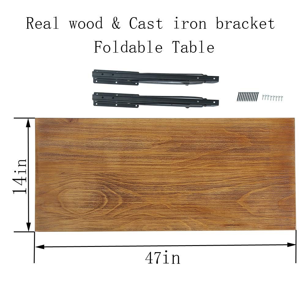 (47″ Lx14 W) Industrial Rustic Folding Wall Mounted Workbench Drop Leaf Table…