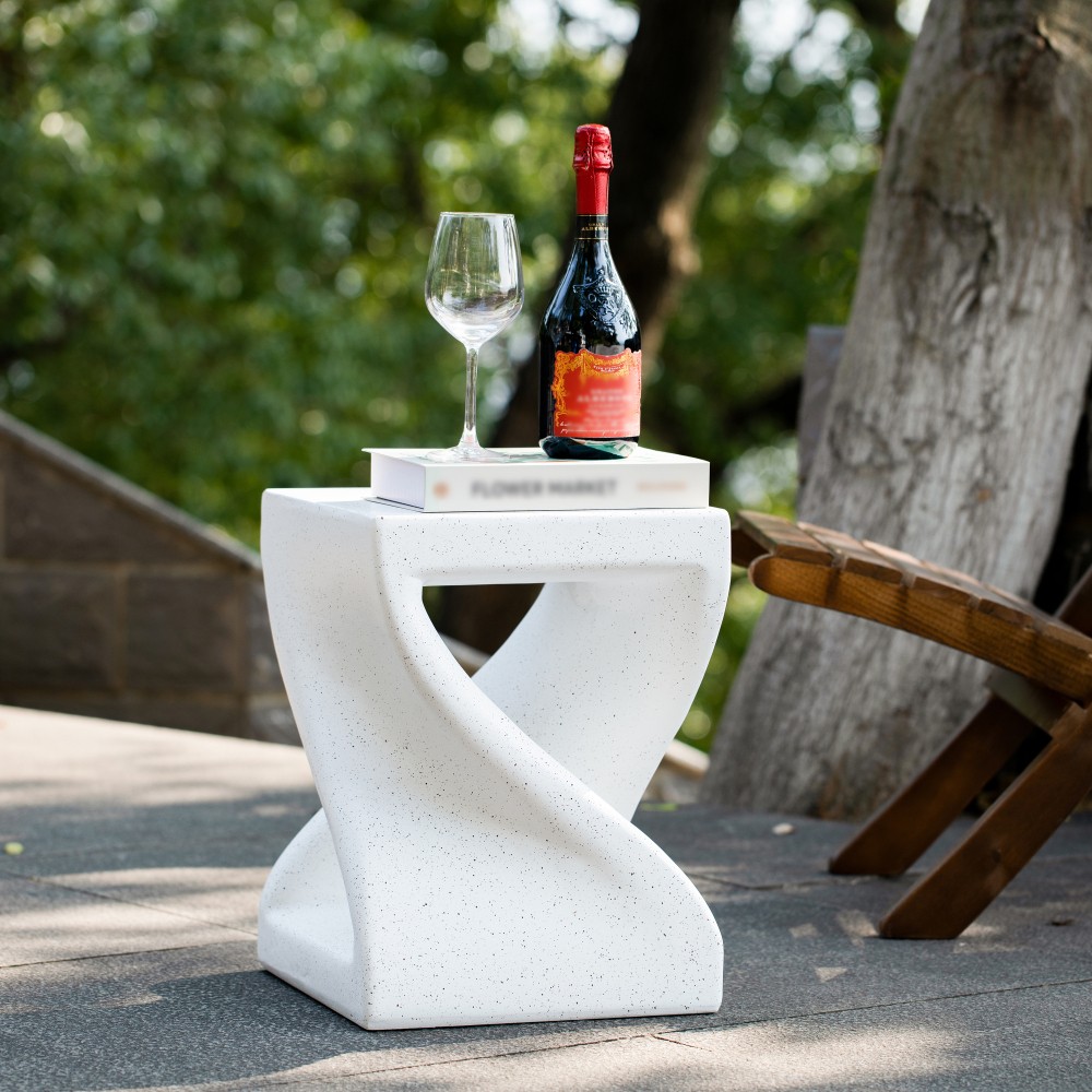 Marble Retro Speckled MGO Side Table All-Weather Indoor Outdoor End Table