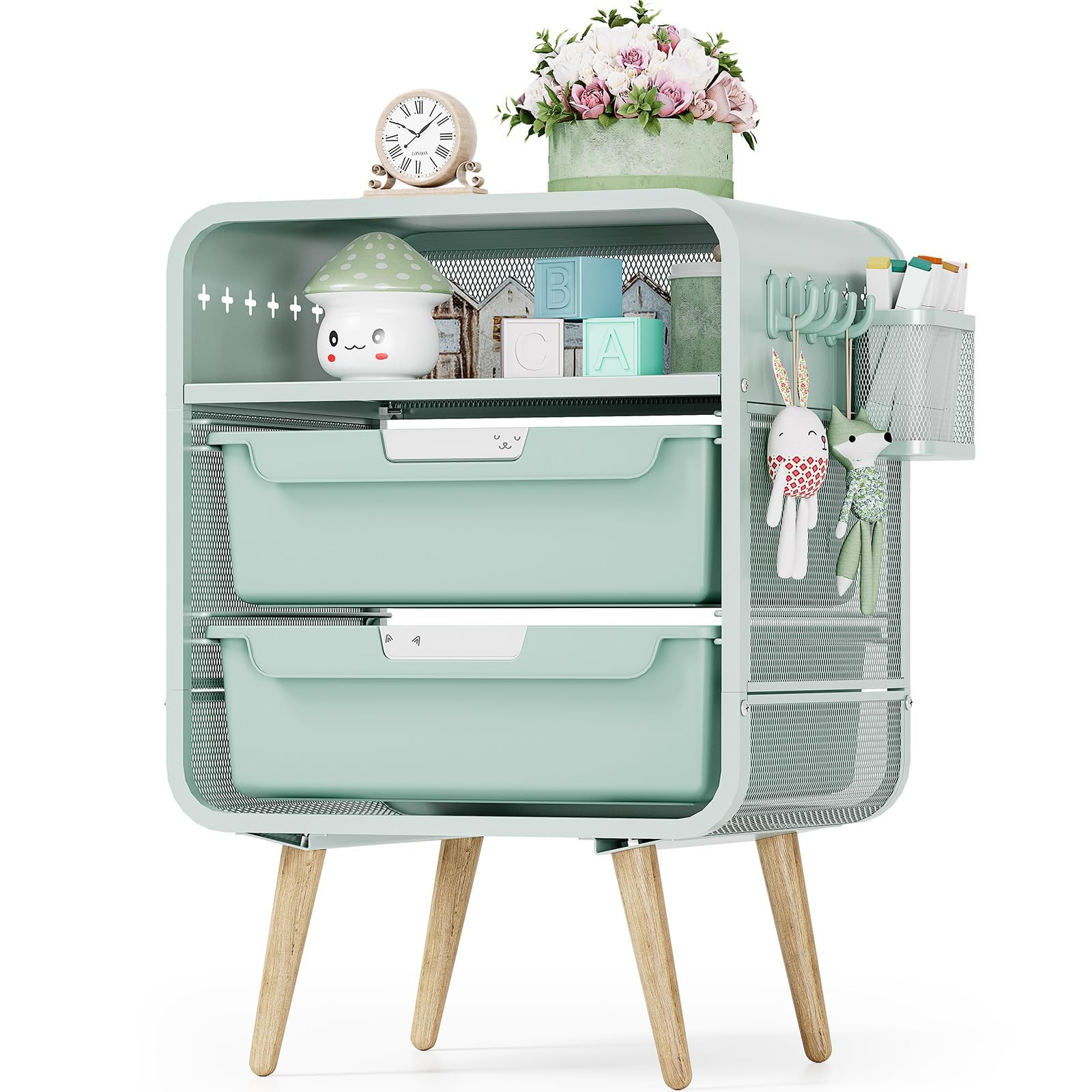 Kids Nightstand,Cute End Table with Storage Drawer,Nightstand for Girls Bedro…