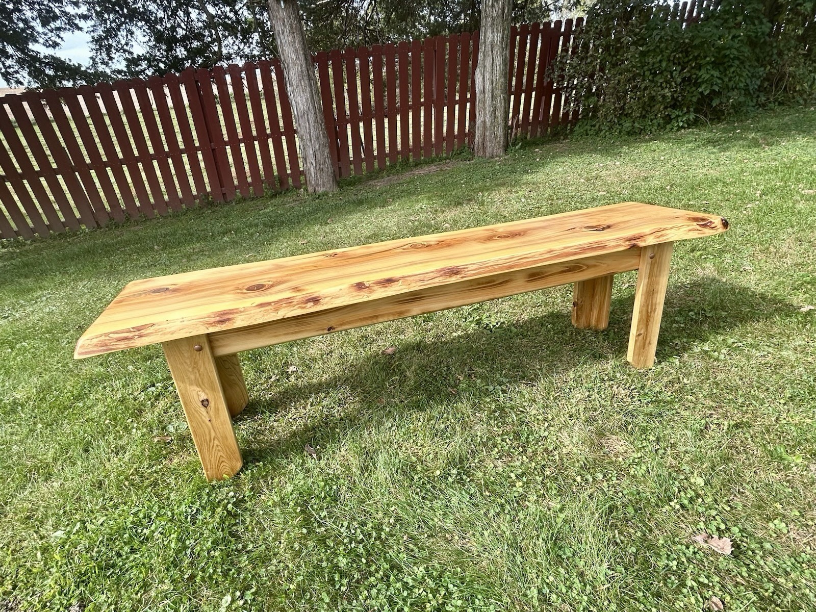 Thick Live Edge Coffee Table Bench Natural Light Finish Northern White Cedar CTA