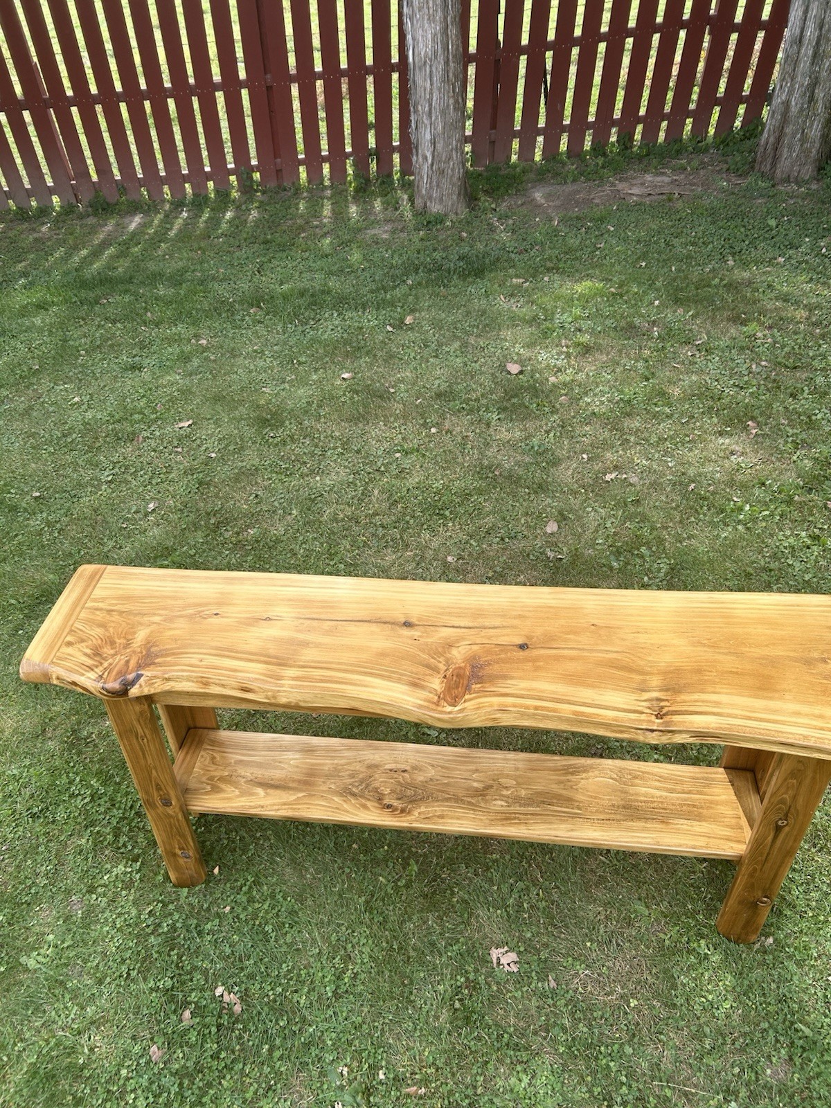 60x12x29 Thick Live Edge Sofa Entry Table Light Finish Northern White Cedar STA