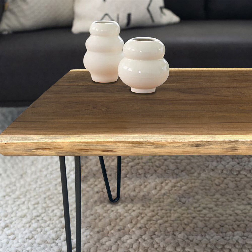 Rustic Teak Live Edge Small Coffee Table Mid-Century Modern Table Home Decor