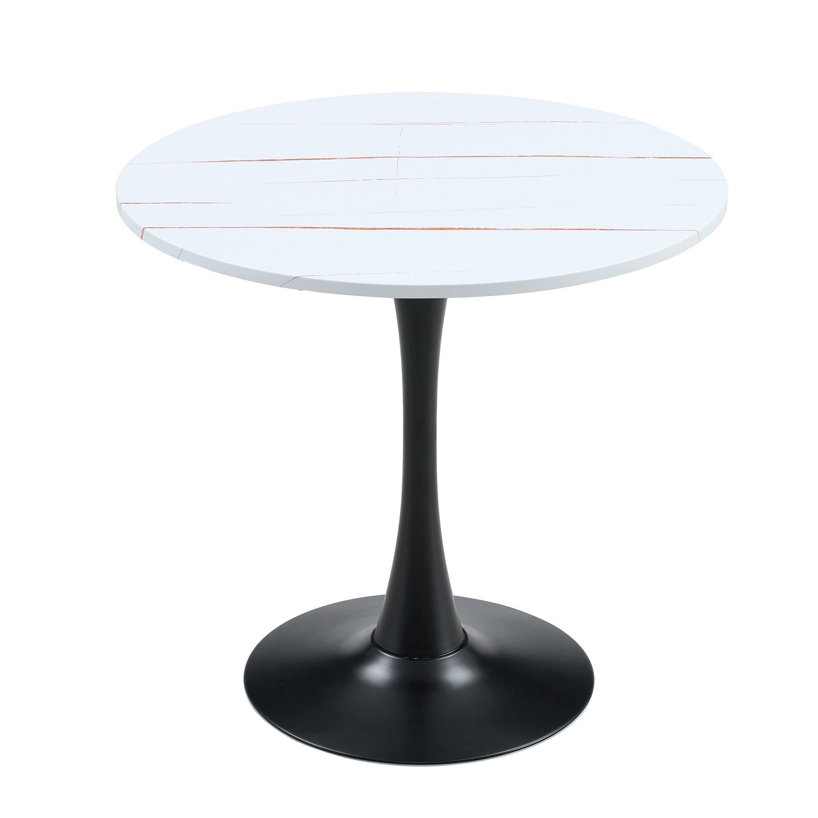 31.5″ Round Tulip Dining Table White MDF Top Metal Pedestal Base