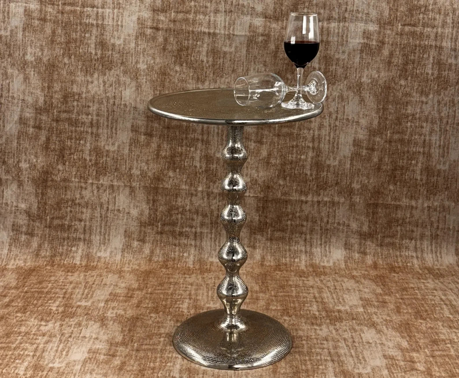 Handmade Cast Aluminum Side Table: Tropical Nickel Accent Decor