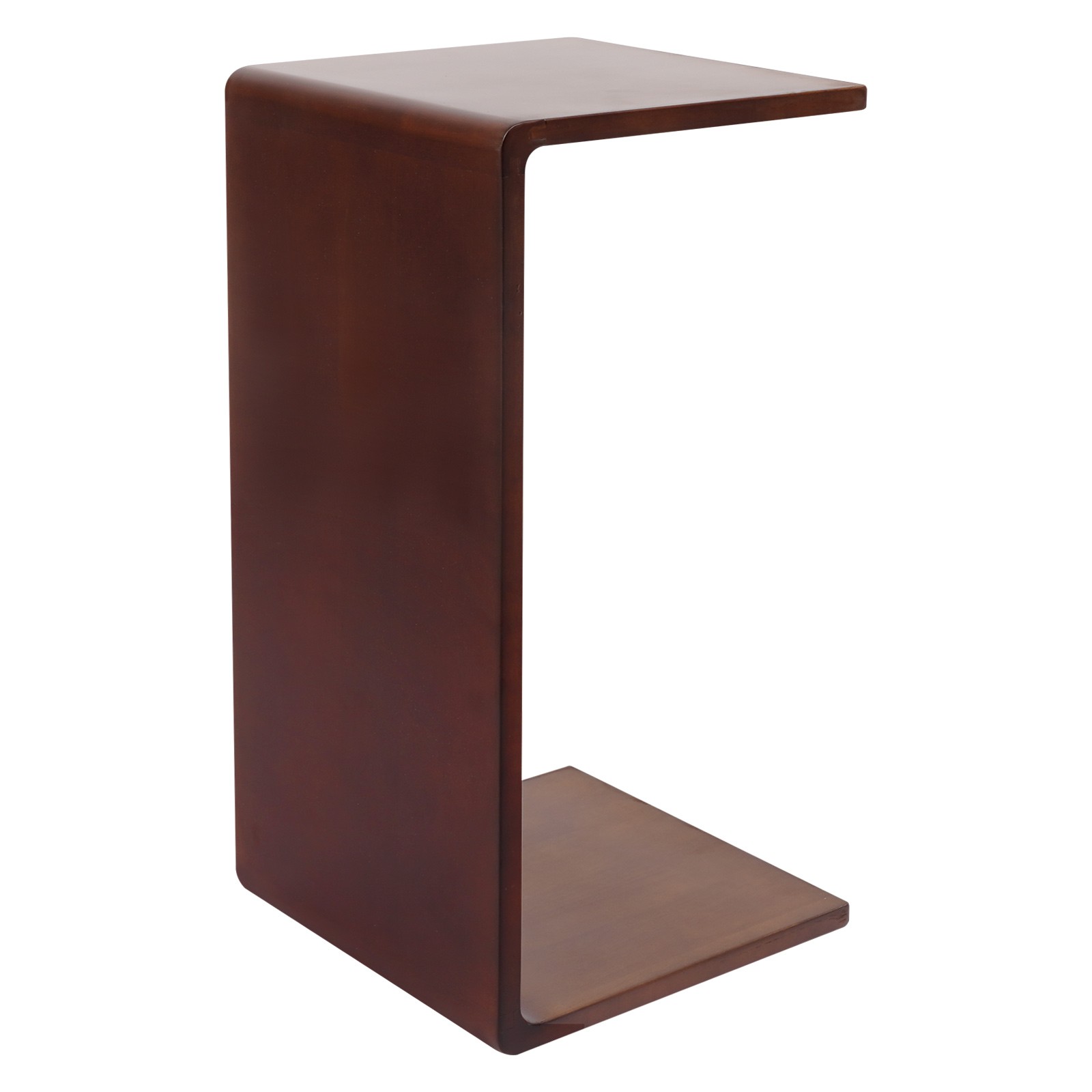 12*12*24in Free Standing Wood End Table C Shaped Sofa Side Table Walnut Brown