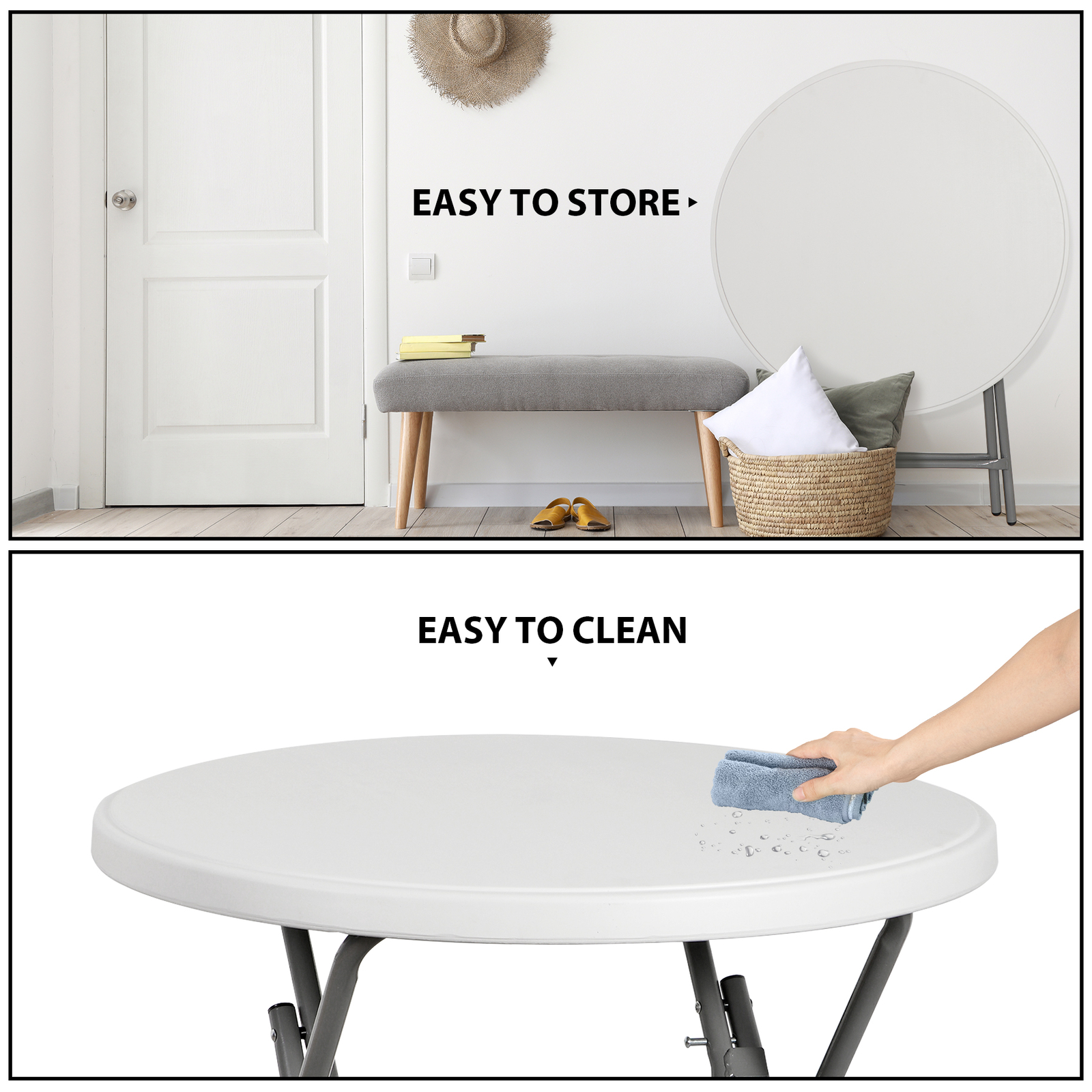 32″ Folding Table Round Plastic Cafe Dining Card Table In/Outdoor Party White