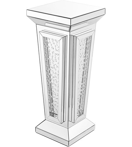 Mirrored Pedestal Table Embedded Crystals Art Deco Style Living Dining Room 35″