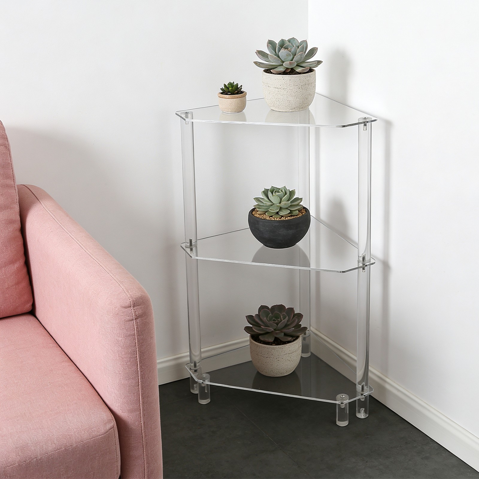 3-Tier Triangle End Table,Side Table,Side Table for Living Room,Bedroom,Bathroom