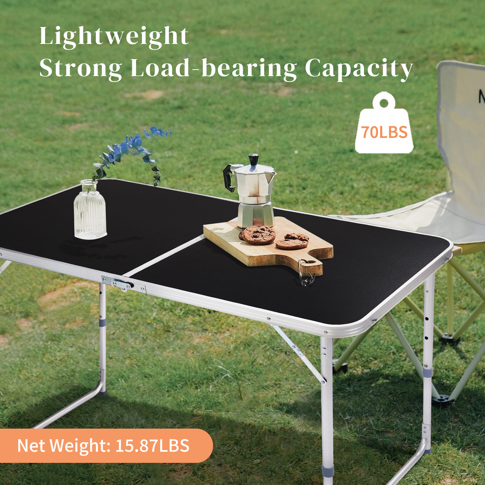 4Ft Portable Multipurpose Folding Table black