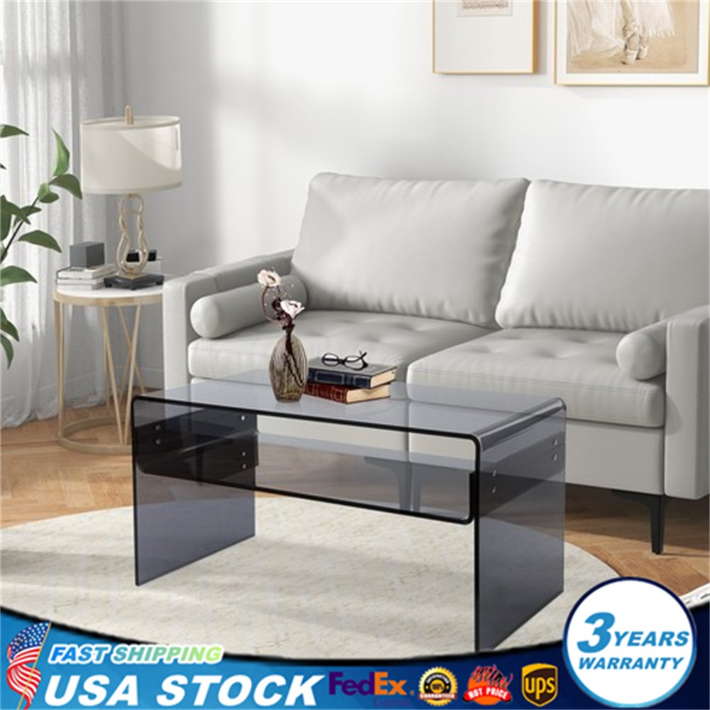 Modern Acrylic Coffee Table, 2-Tier End/Side Desk, 31.5″ W x 15.8″ D/H, Black