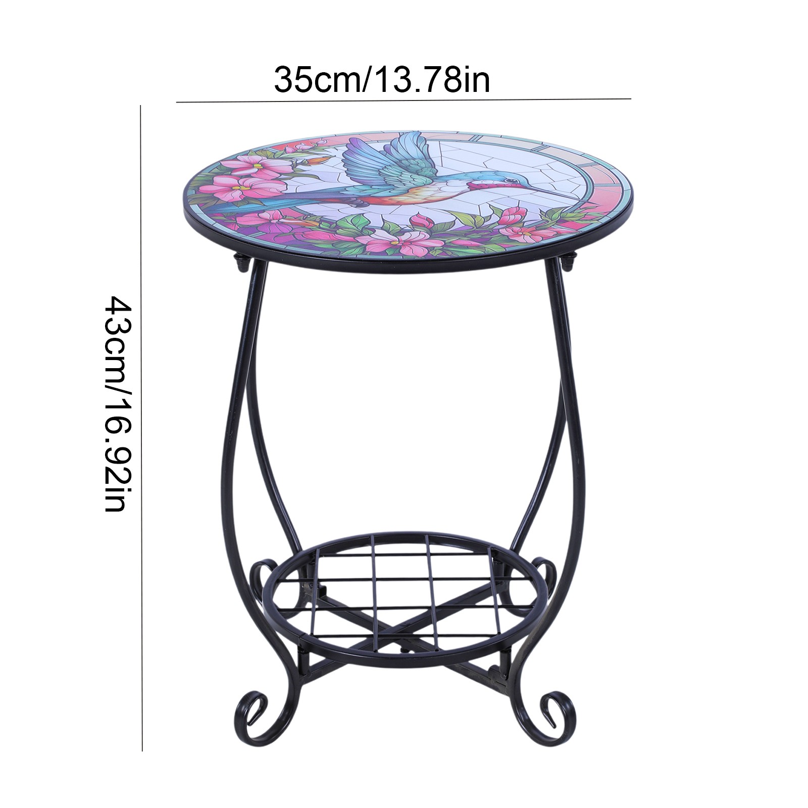 Outdoor Side Table Round Mosaic Patio Accent Indoor End Plant Coffee Tea Table