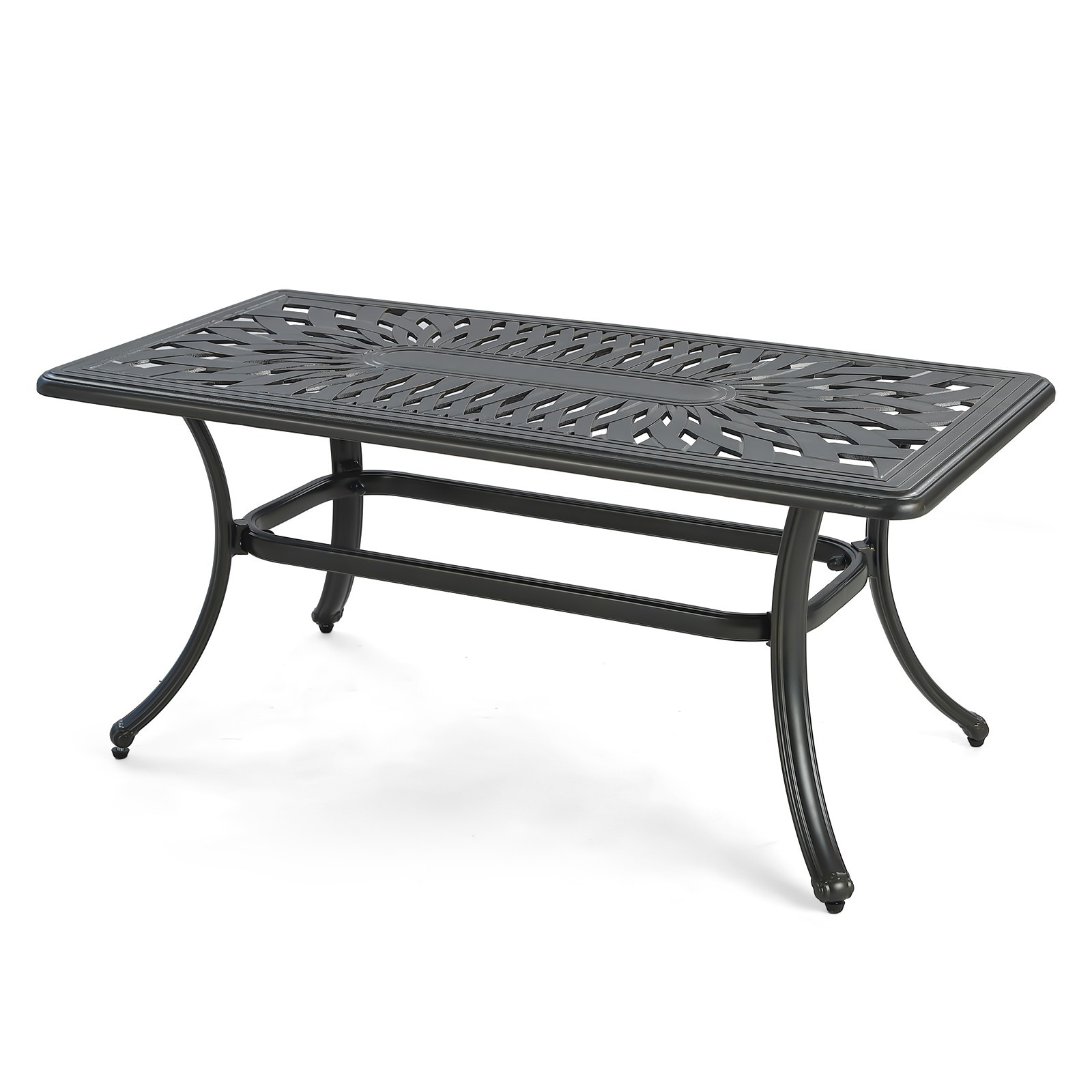 Cast Aluminum Outdoor Coffee Table All-Weather Patio Center Table Side Tables