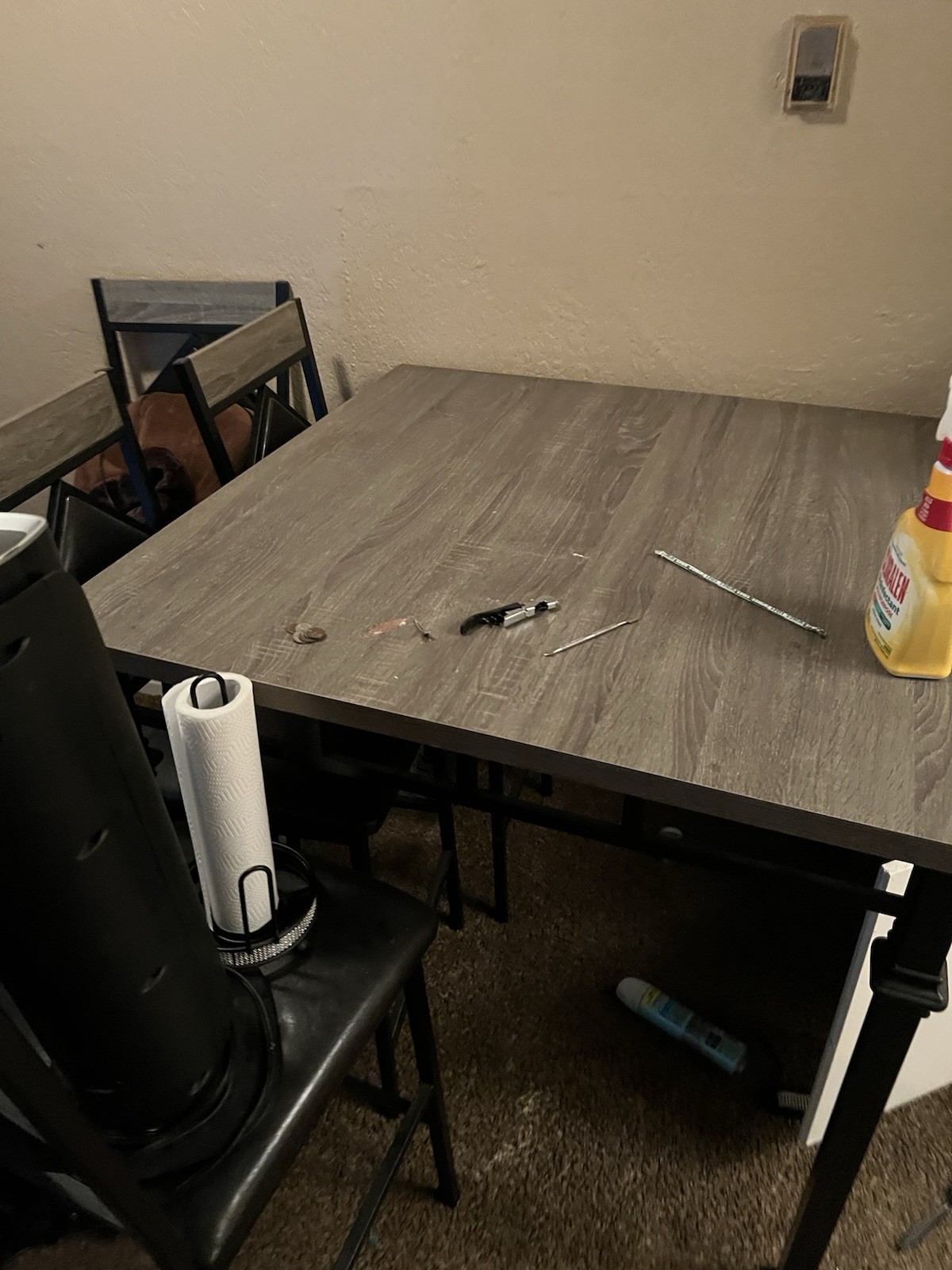 Gray Wood Grain Rectangular Dining Table 39x40x30 in Metal/Wood Modern