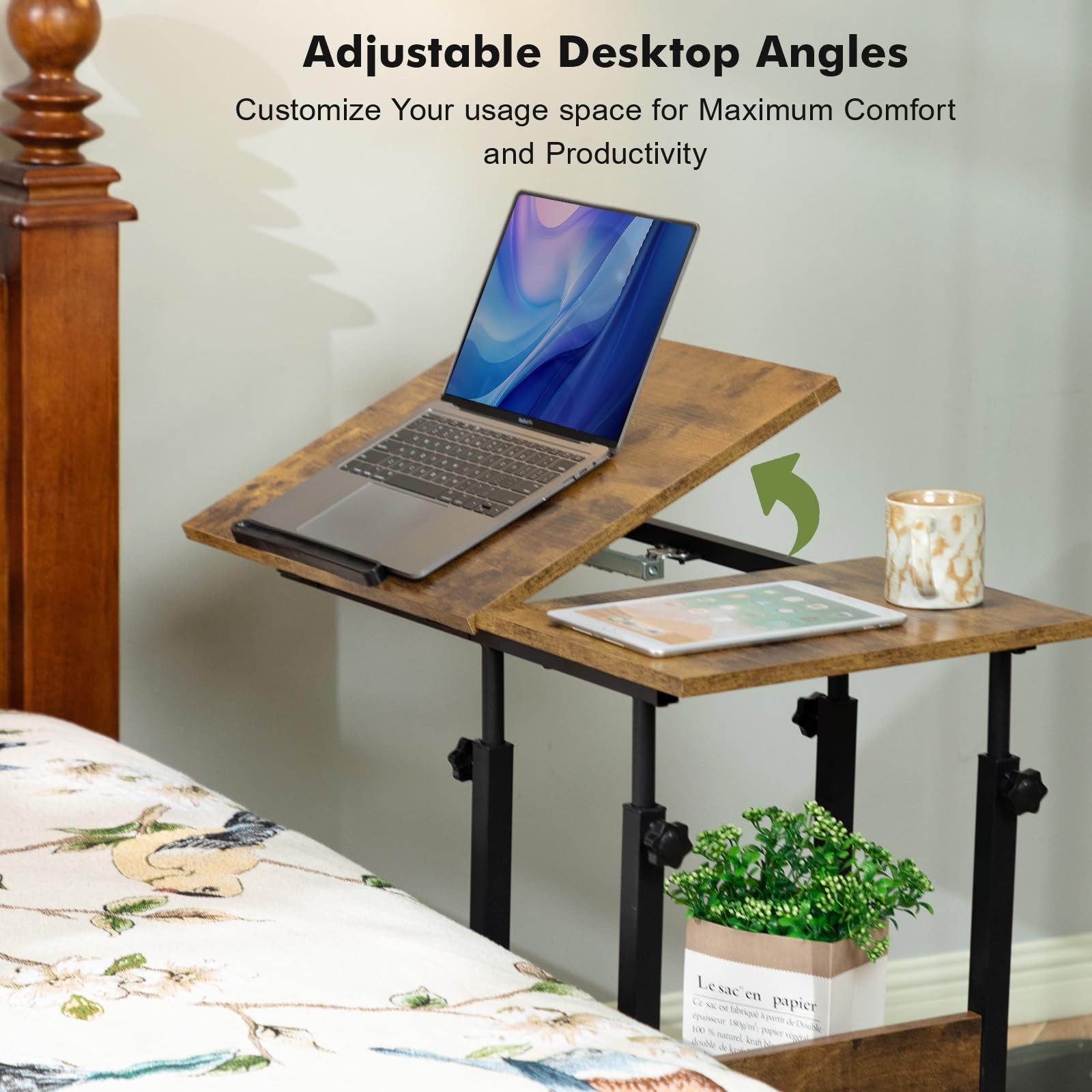 Hadulcet Adjustable C 15.8 inches x 31.5 x 33.5 inches, Romantic Brown