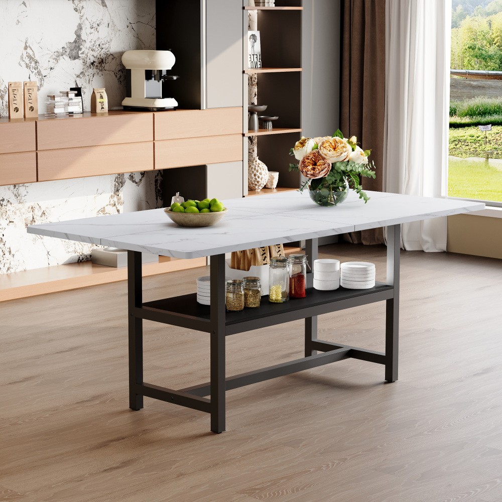 Dining Table Four-piece walnut veneer inlay With storage platform
