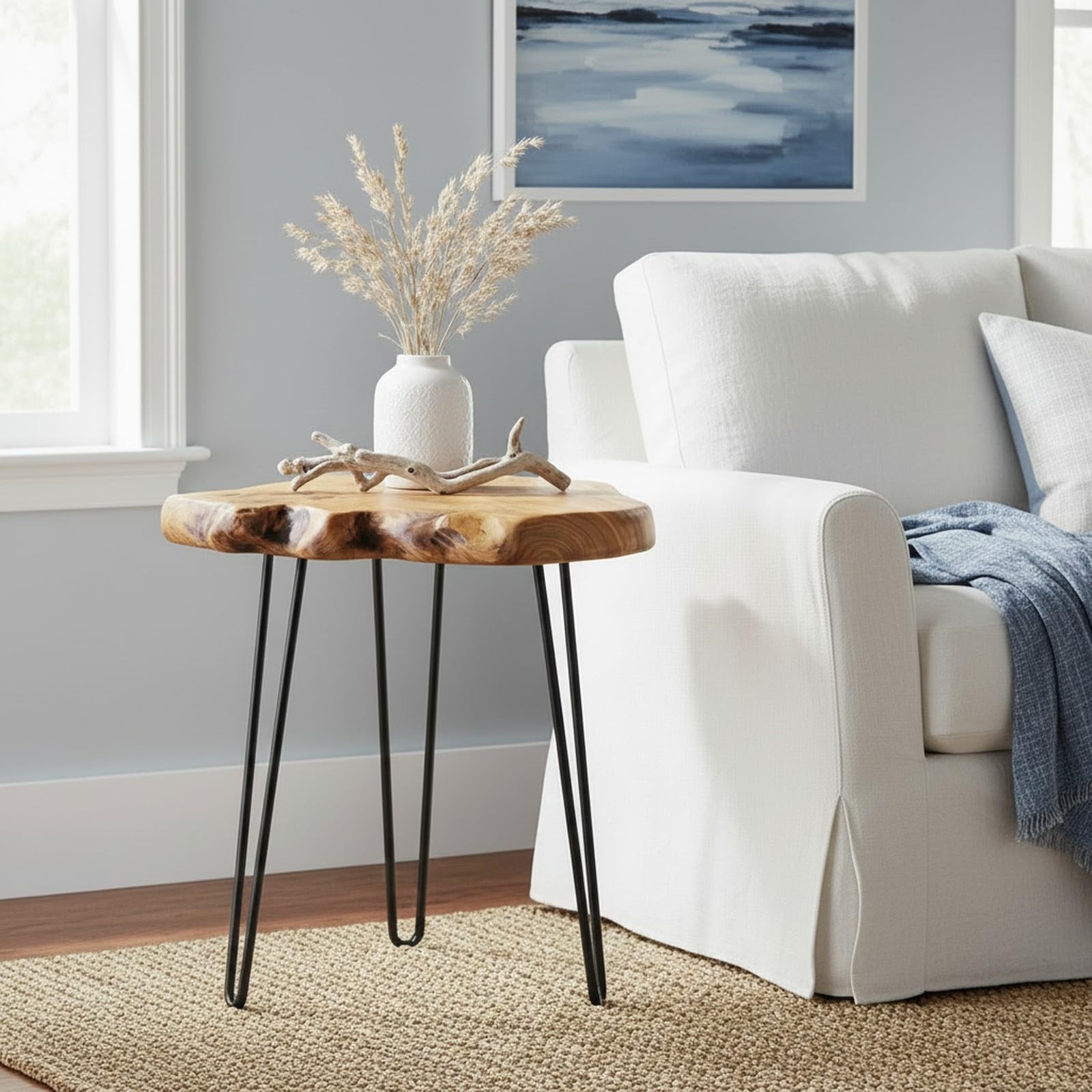 Live Edge Cedar End Table, Unique Desktop Side Table, Natural Clear Finish, 1…
