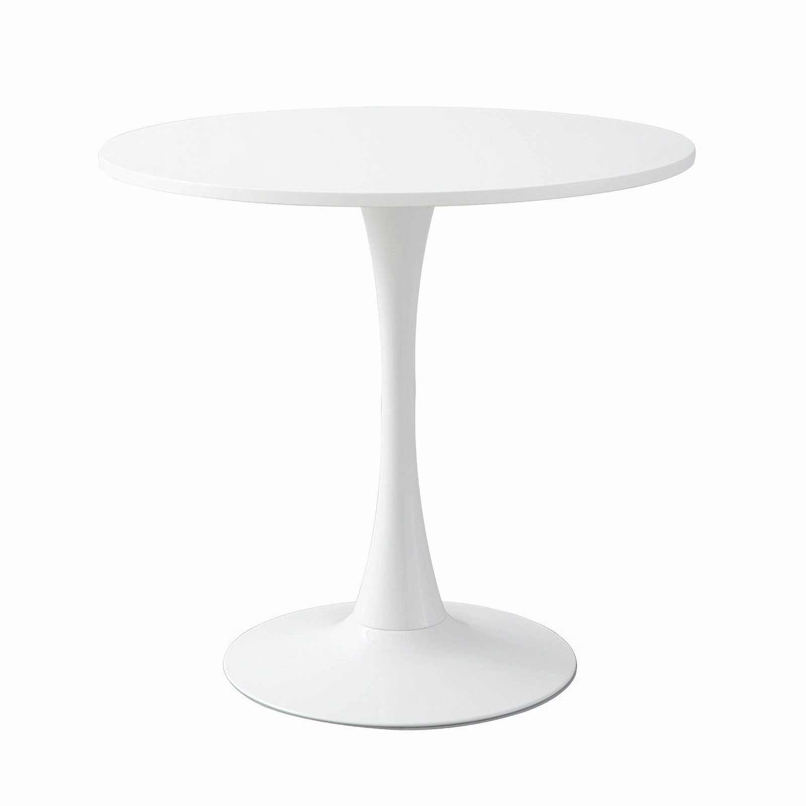 White Round Table 24″ Modern Dining Table MDF Top and Steel Base for Living Room