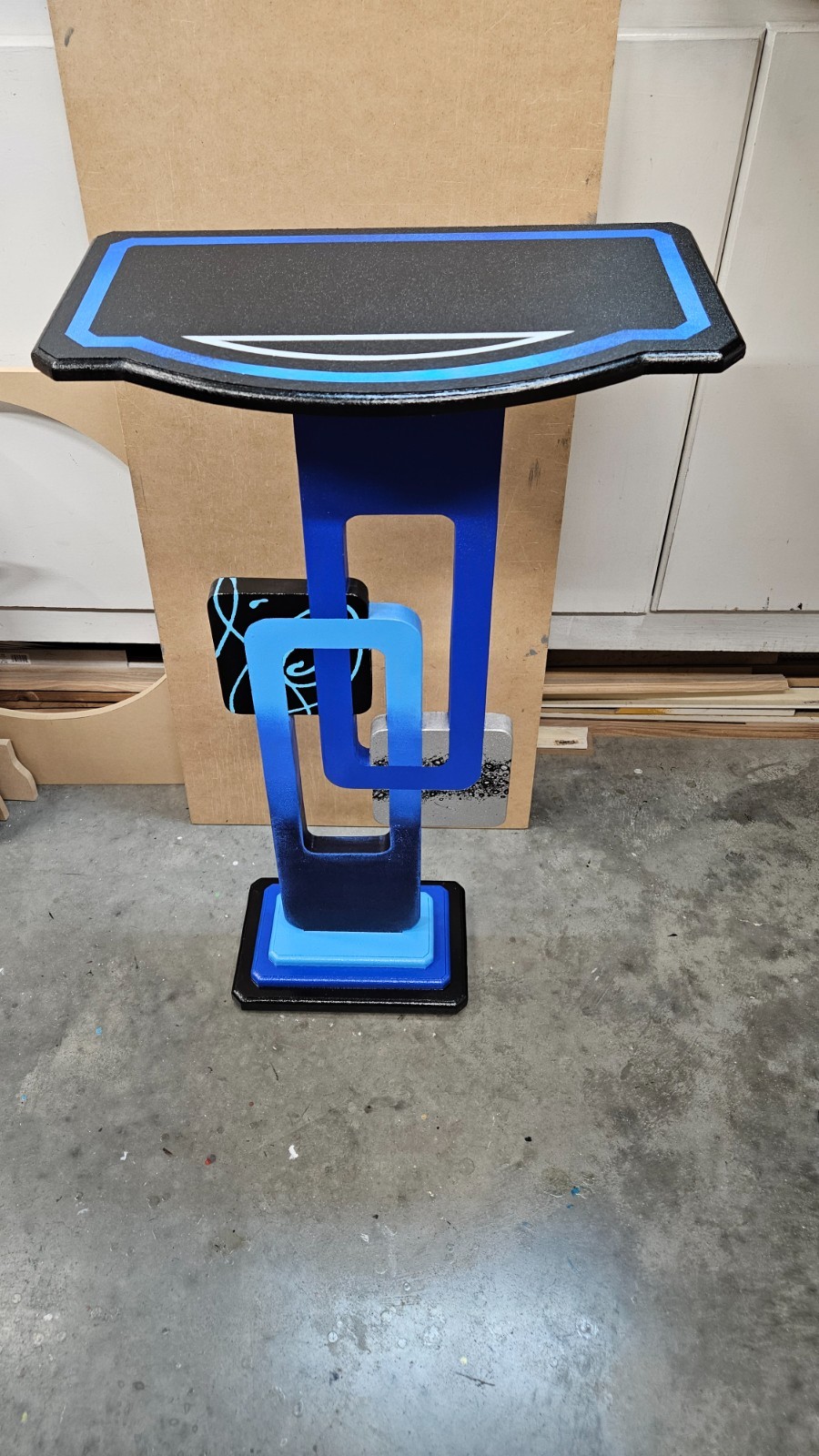 Cobalt Blue Abstract table, Contemporary modern accent end table, 30″ by Art69